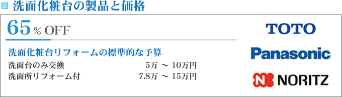 洗面化粧台の製品と価格